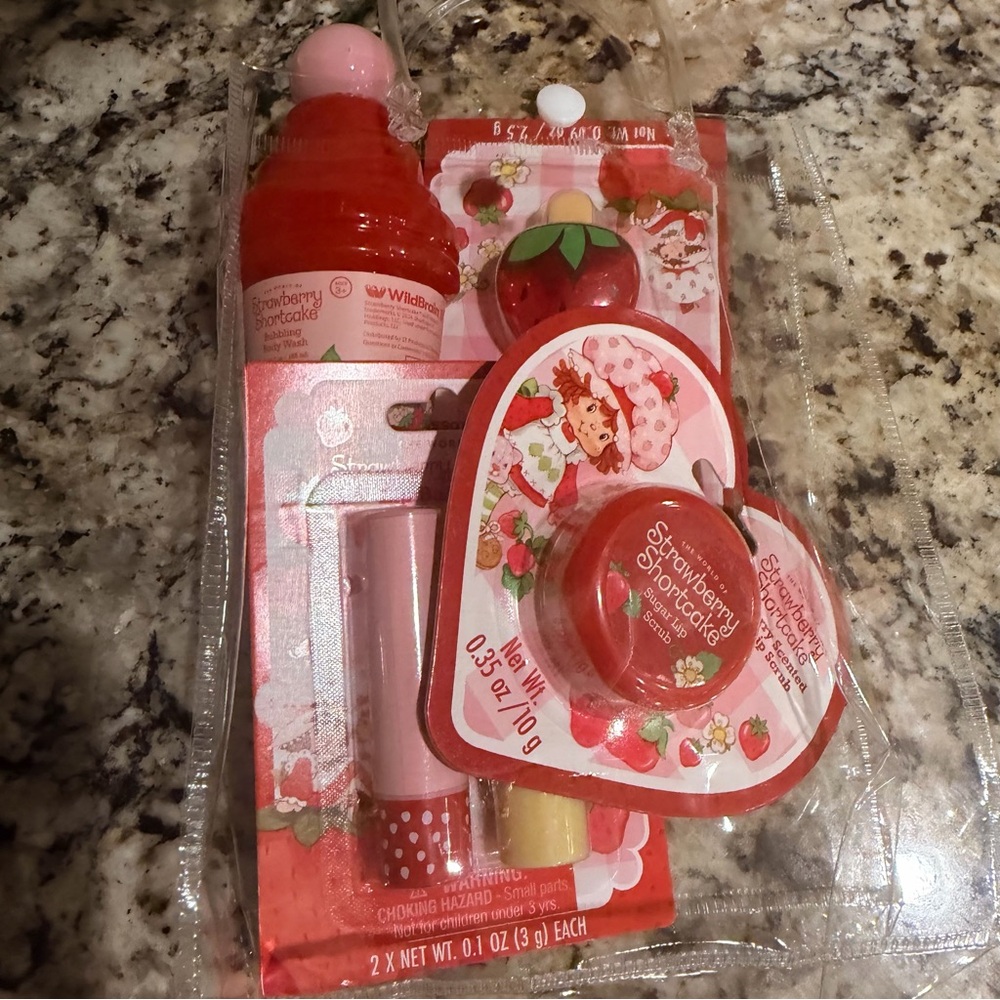 Strawberry shortcake set perfect for Easter or as a goody bag .
